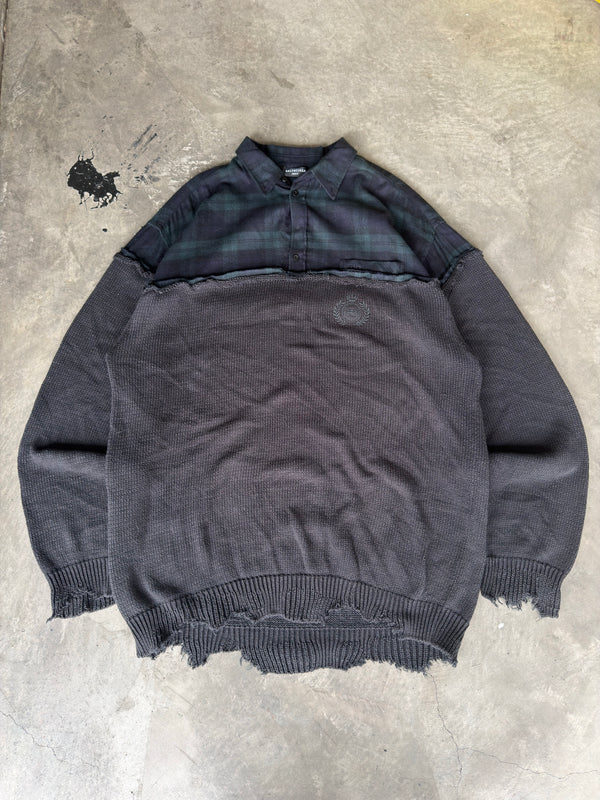 hybrid flannel knit sweater