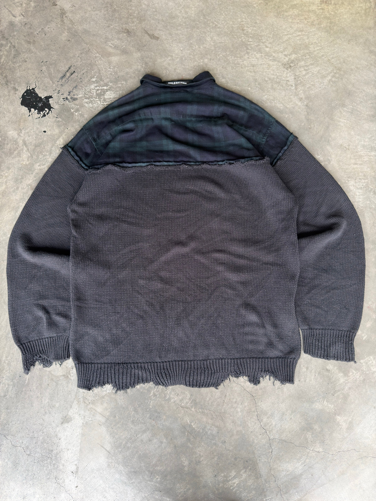 hybrid flannel knit sweater