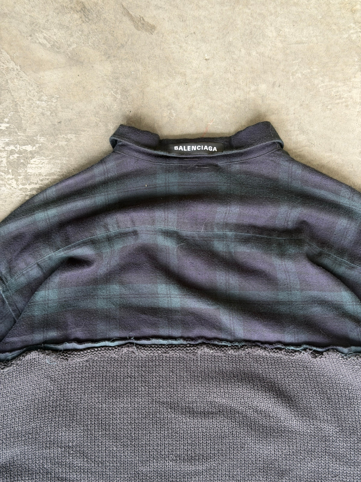 hybrid flannel knit sweater